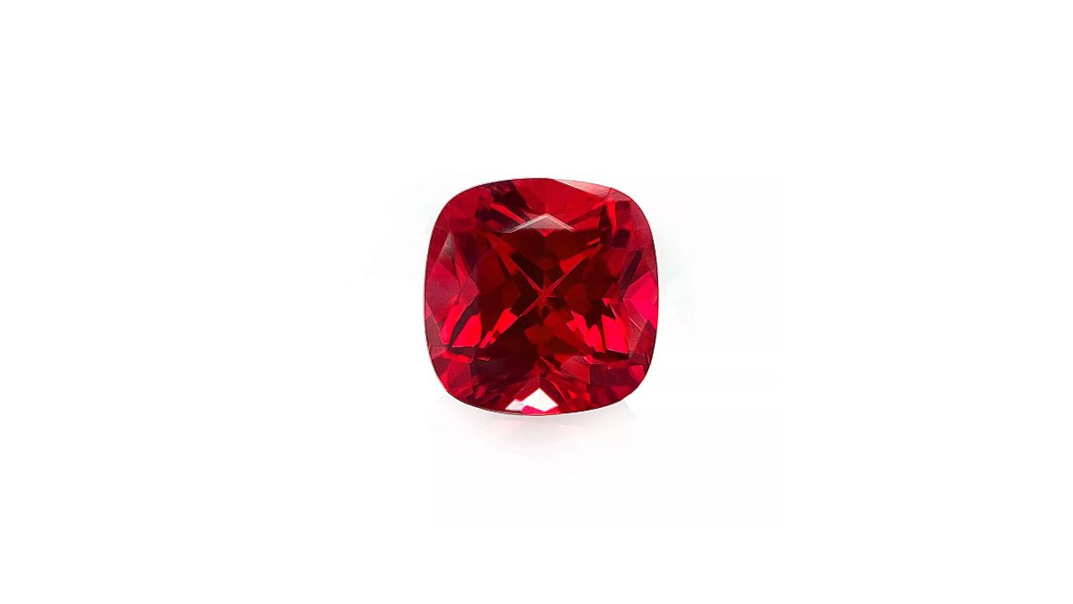 cushion cut ruby representing july birthstone