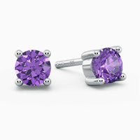 Amethyst Round Shape Stud Earrings in Sterling Silver - Irosk Australia ®