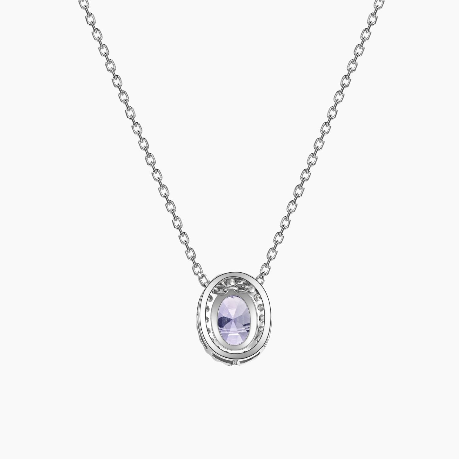 backside of oval cut alexandrite necklace