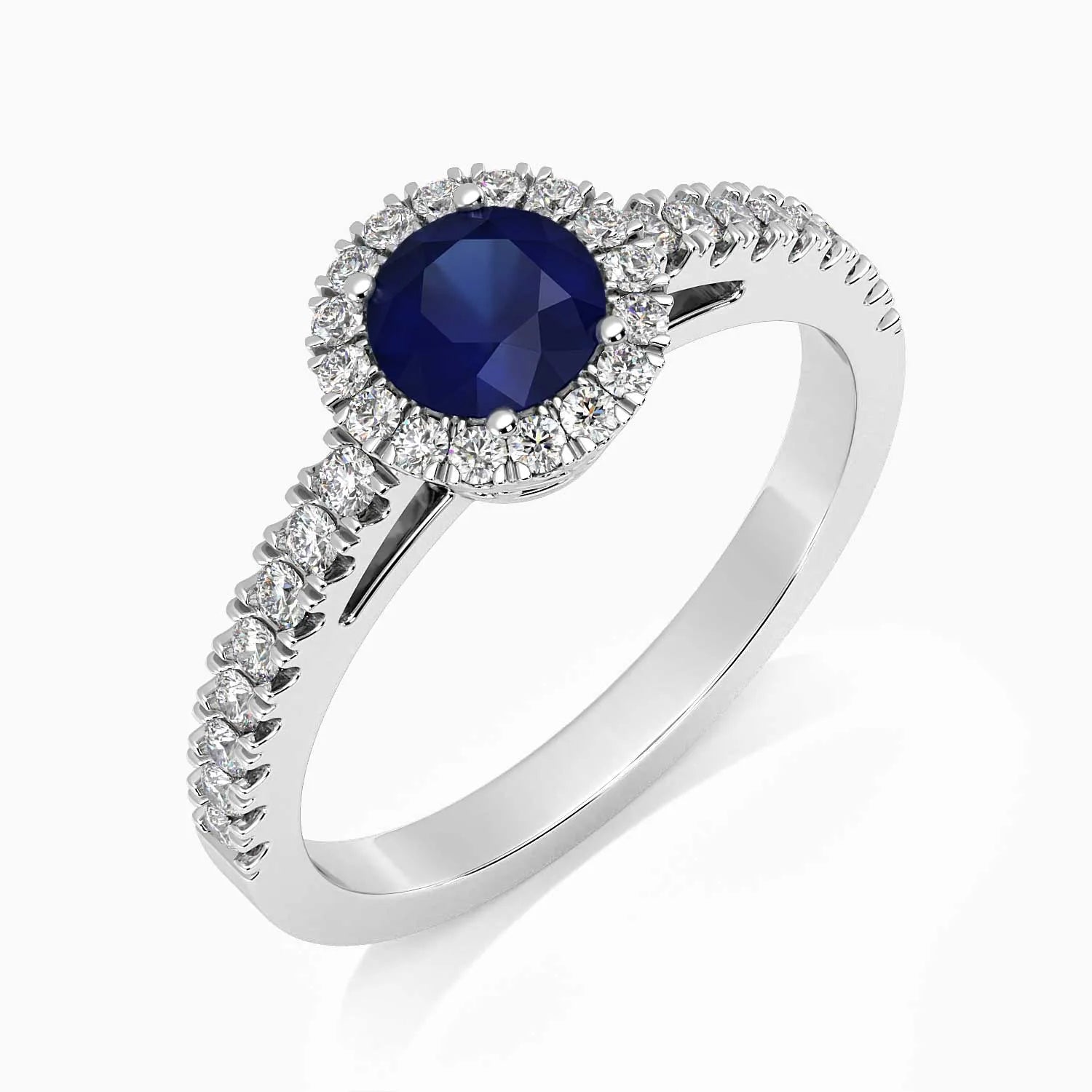 Sterling silver round sapphire ring for women