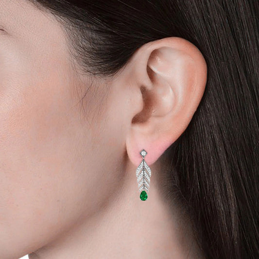 Designer Long Emerald Drop Earrings - Irosk Australia