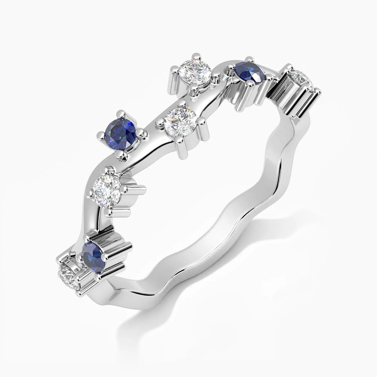 Blue sapphire ring with celestial design