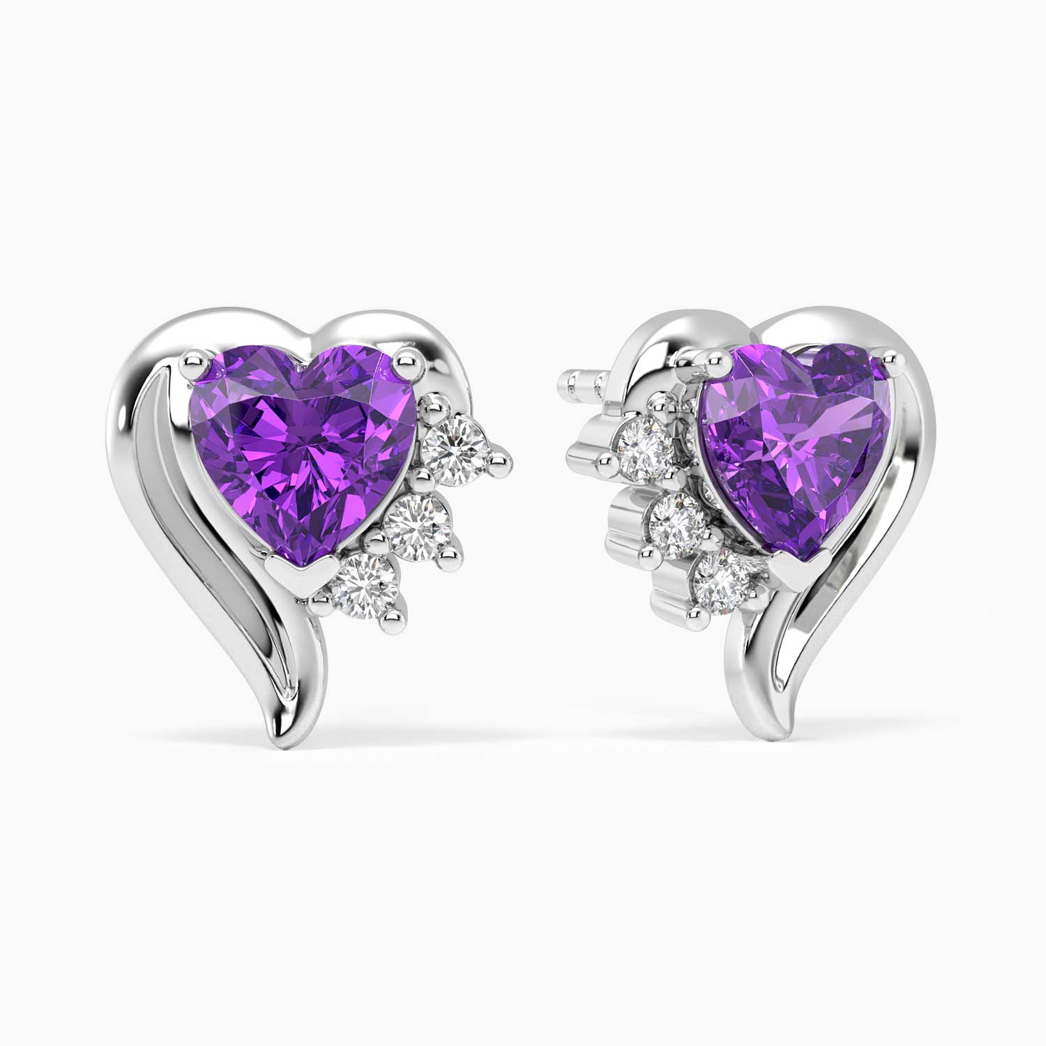 amethyst heart shape earrings