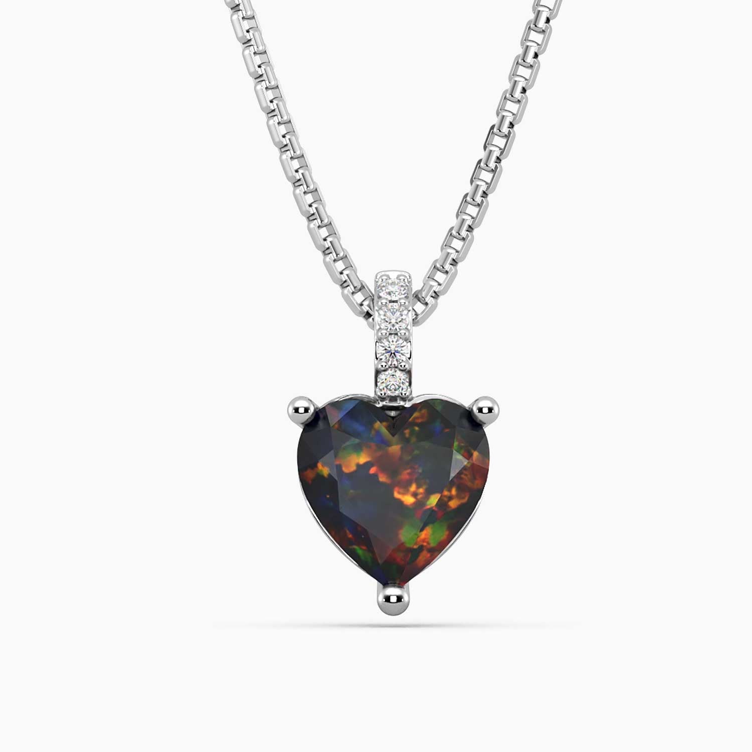 black opal heart necklace, a great option as gift for her