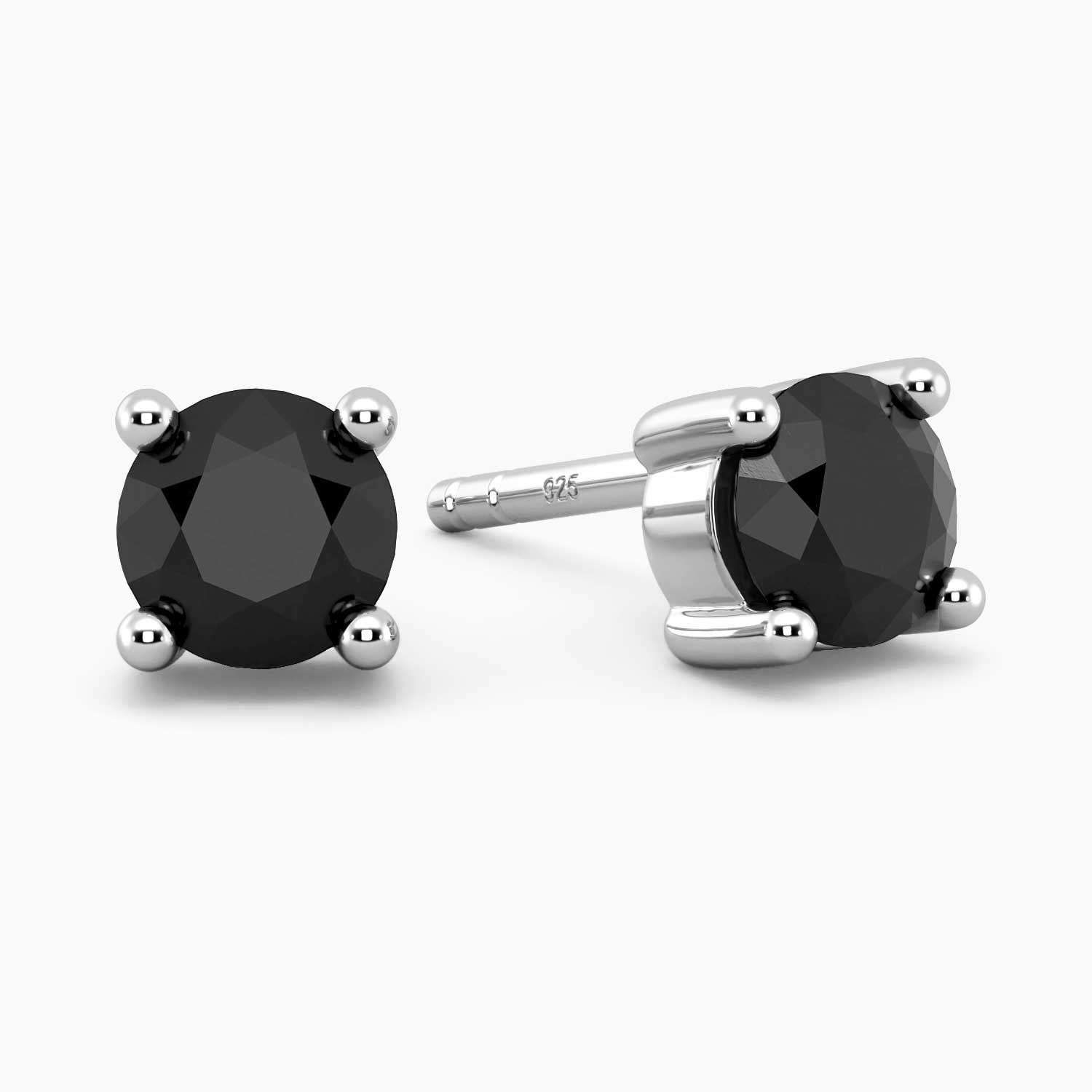 Black Onyx Round Shape Stud Earrings in Sterling Silver - Irosk Australia ®