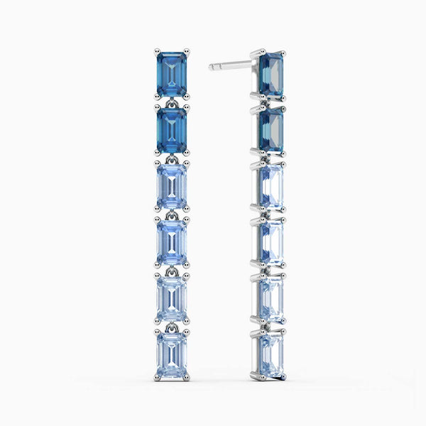 Cocktail Blue Gemstone Drop Earrings in Silver - Irosk Australia ®