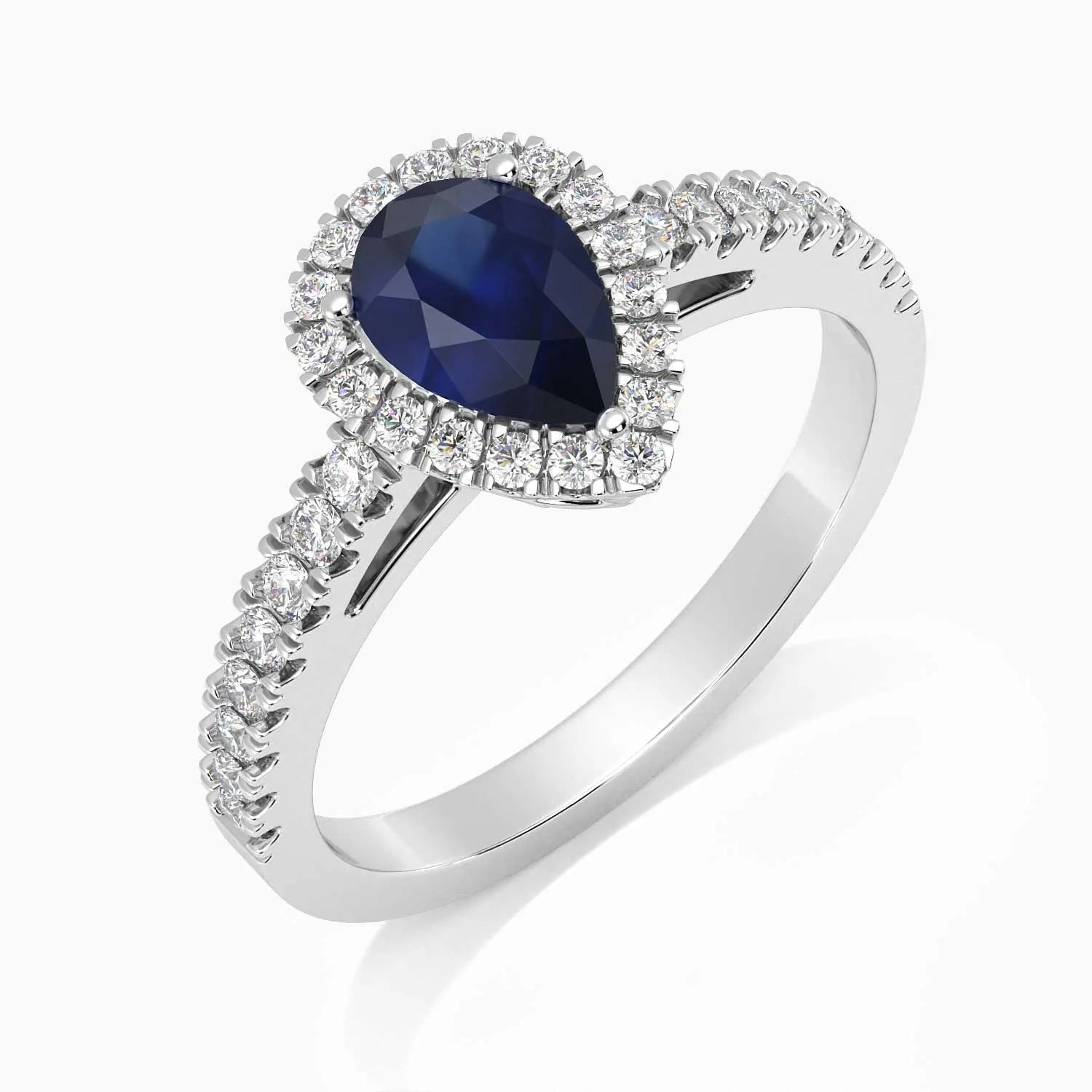 Sterling silver blue sapphire ring with halo design