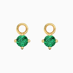 Round Emerald Charm - Gold Hoop Earrings by Irosk Australia ®