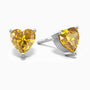 Citrine Stud Earrings in Sterling Silver – Heart Shaped Gemstones