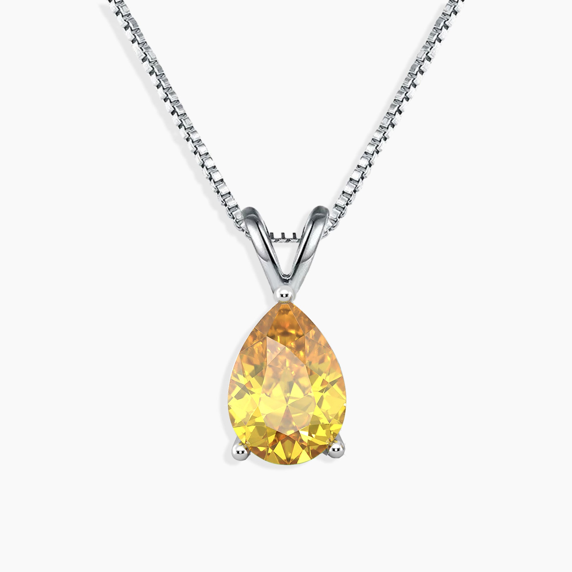 Pear Shape Citrine Necklace in Sterling Silver – November Birthstone