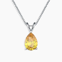 Pear Shape Citrine Necklace in Sterling Silver – November Birthstone