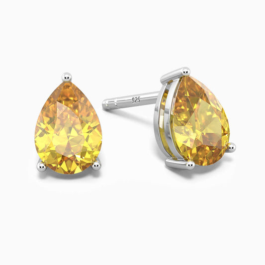 Pear Cut Citrine Stud Earrings in Sterling Silver