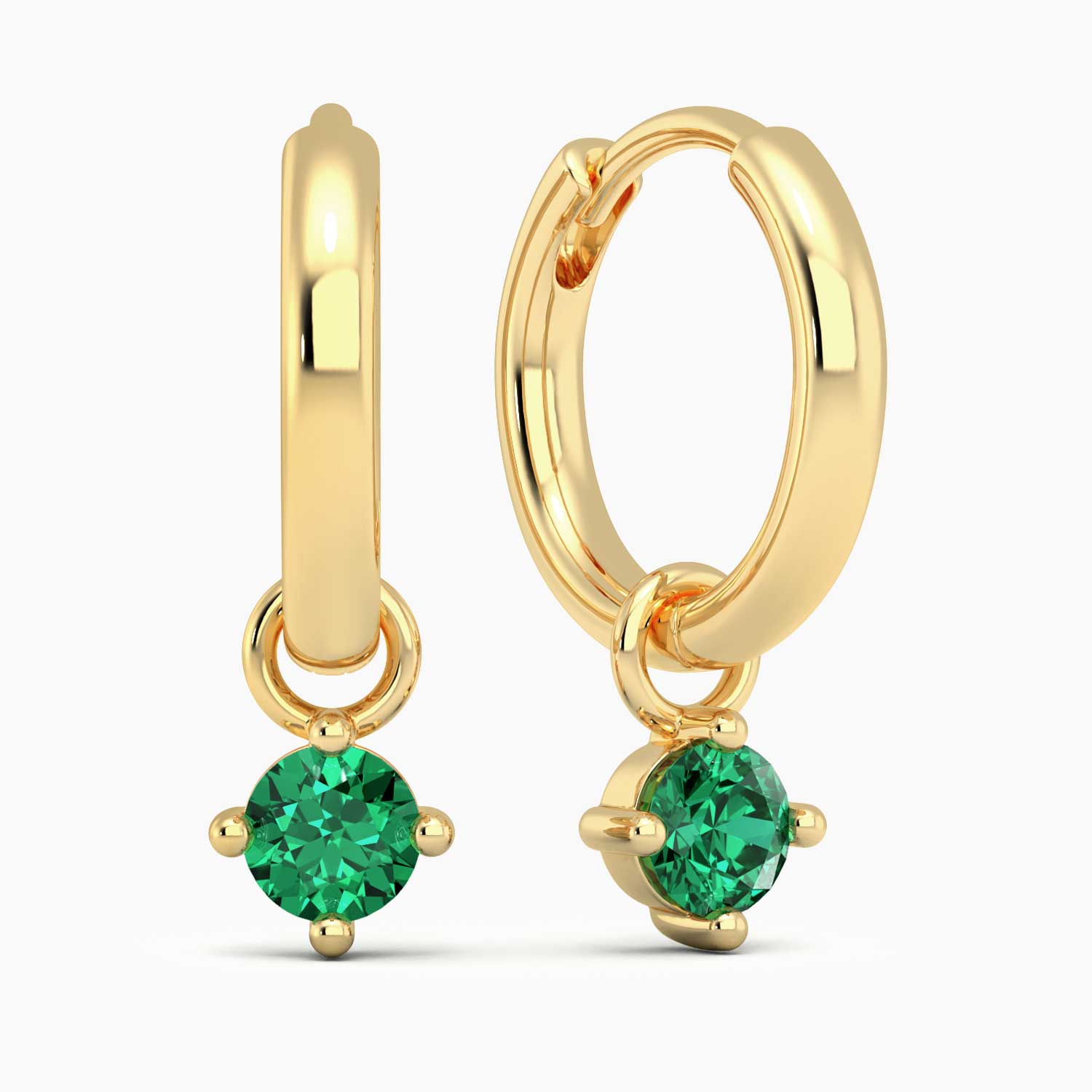 Round Emerald Charm - Gold Hoop Earrings by Irosk Australia ®