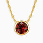 Round Garnet  Necklace Bezel Set 18 K Gold