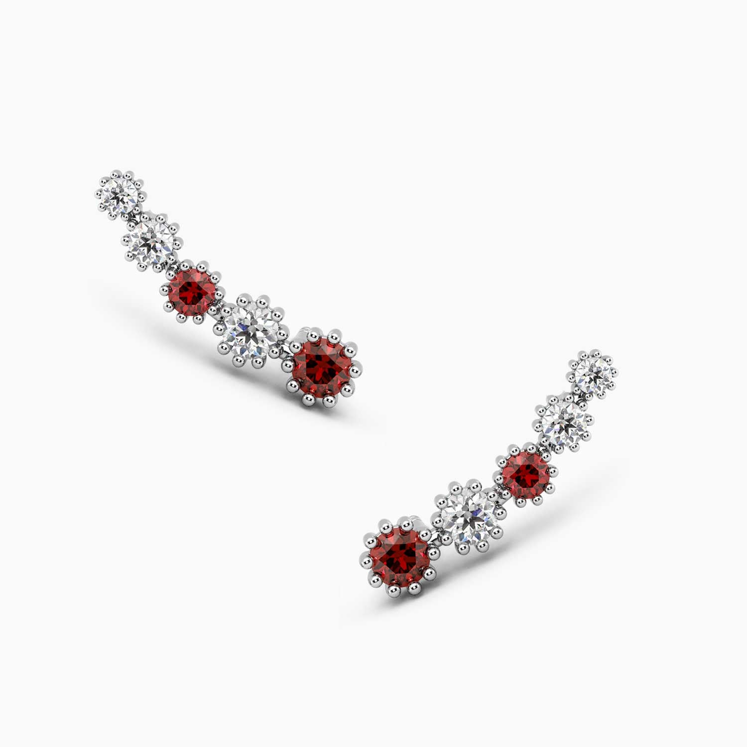 Garnet Climber Earrings in 825 Silver - Irosk ®