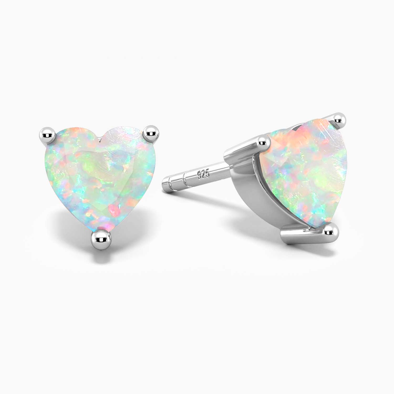 Heart Opal Earrings in Sterling Silver by Irosk