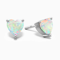 Heart Opal Earrings in Sterling Silver - Irosk ®