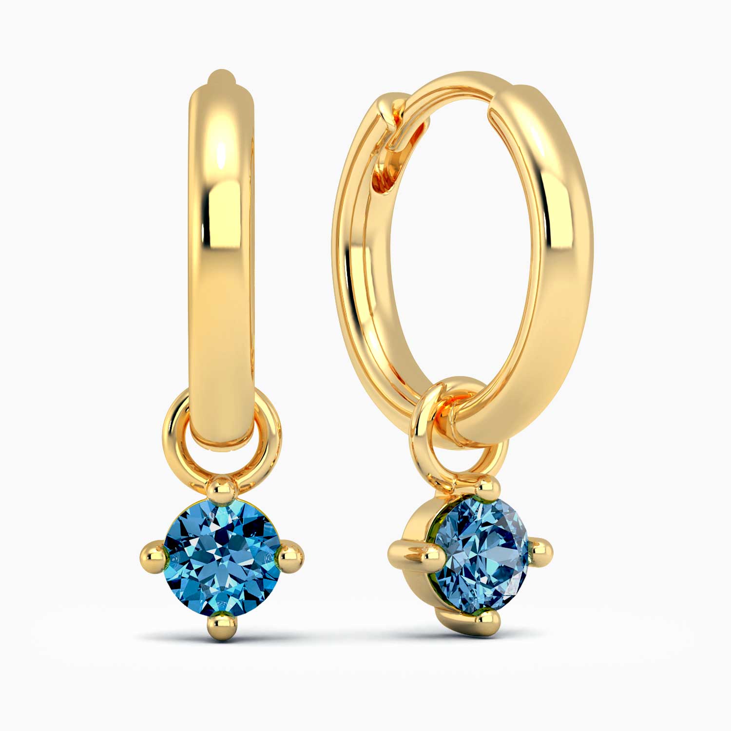 Round Topaz Charm - Gold Hoop Earrings by Irosk Australia ®