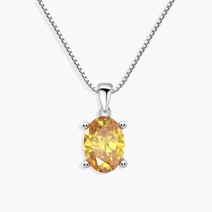 Oval Shape Citrine Pendant Necklace in Sterling Silver – November Birthstone