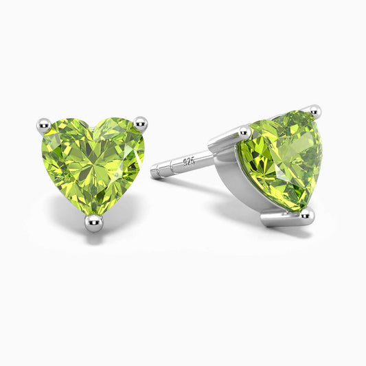 Heart-Shaped Sterling Silver Peridot Earrings – Natural Peridot Gemstones
