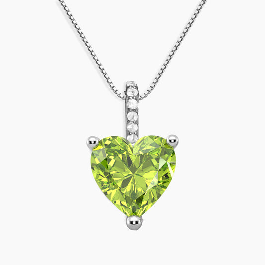 Peridot Heart Necklace in 925 Sterling Silver with Natural Peridot Gemstone Pendant 