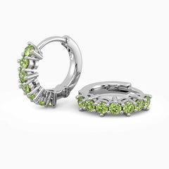 Peridot Silver Huggie Earrings | Elegant Design | Irosk ®