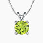 Round Cut Peridot Necklace in Sterling Silver with Box Chain