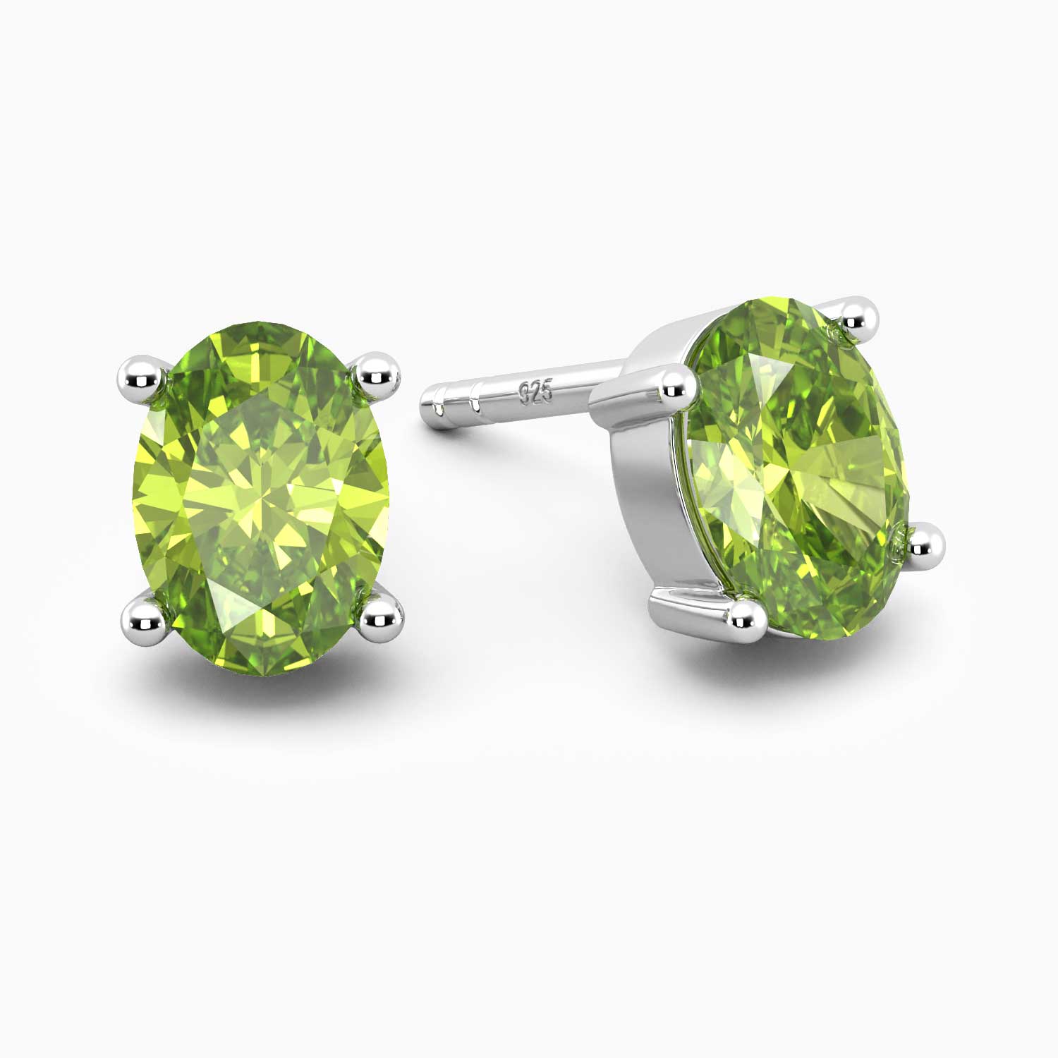 Oval-Cut Silver Peridot Earrings in Sterling Silver