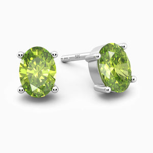 Oval-Cut Silver Peridot Earrings in Sterling Silver