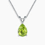 Pear-Shaped Peridot Pendant in 925 Sterling Silver with a Box Chain