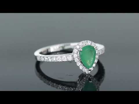 360 degree video of pear shape emerald ring