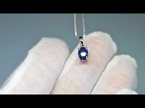 video of sapphire oval pendant in silver