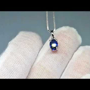 video of sapphire oval pendant in silver