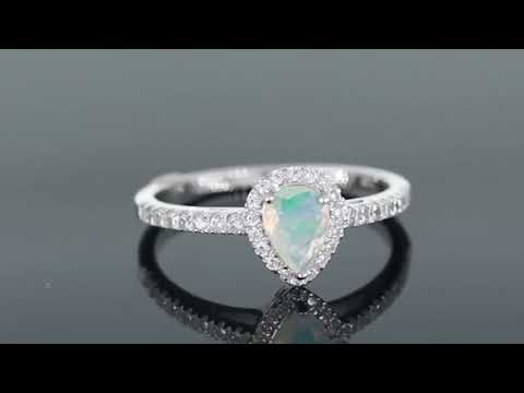 video of pear shape opal ring in silver