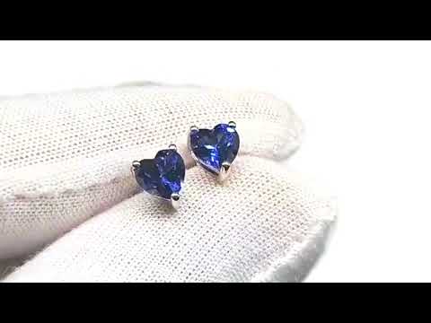 video of sapphire heart shape stud earrings ,Silver jewellery