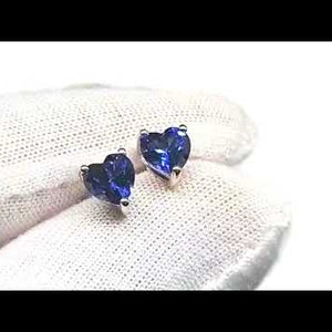 video of sapphire heart shape stud earrings ,Silver jewellery