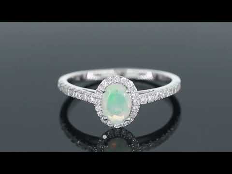 video of opal oval ring with halo