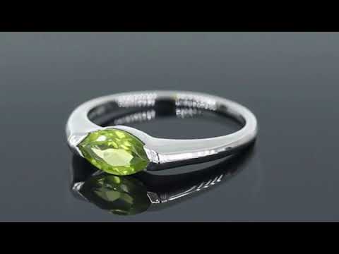 Video showcasing Peridot Gemstone Ring with Marquise Cut in Silver