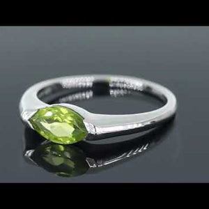 Video showcasing Peridot Gemstone Ring with Marquise Cut in Silver