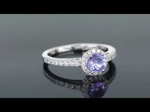 360 degree view video of round cut tanzanite ring