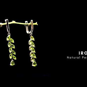 Peridot Green Drop Earrings in Sterling Silver | Irosk Australia ®