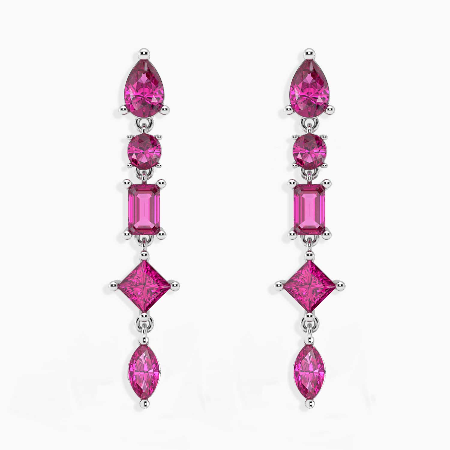 Ruby Pink Aura Drop Earrings in 925 Silver Irosk Australia ®