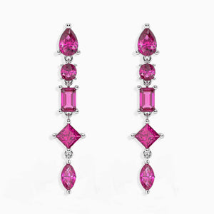 Ruby Pink Aura Drop Earrings in 925 Silver Irosk Australia ®