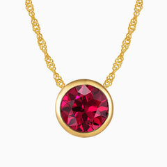 Round Ruby  Necklace Bezel Set 18 K Gold