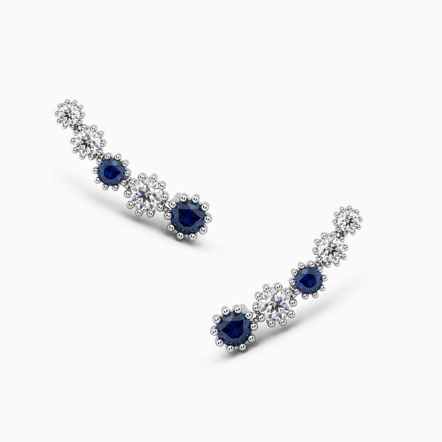 Sapphire climber earrings in sterling silver