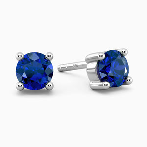 Classic round sapphire stud earrings in sterling silver