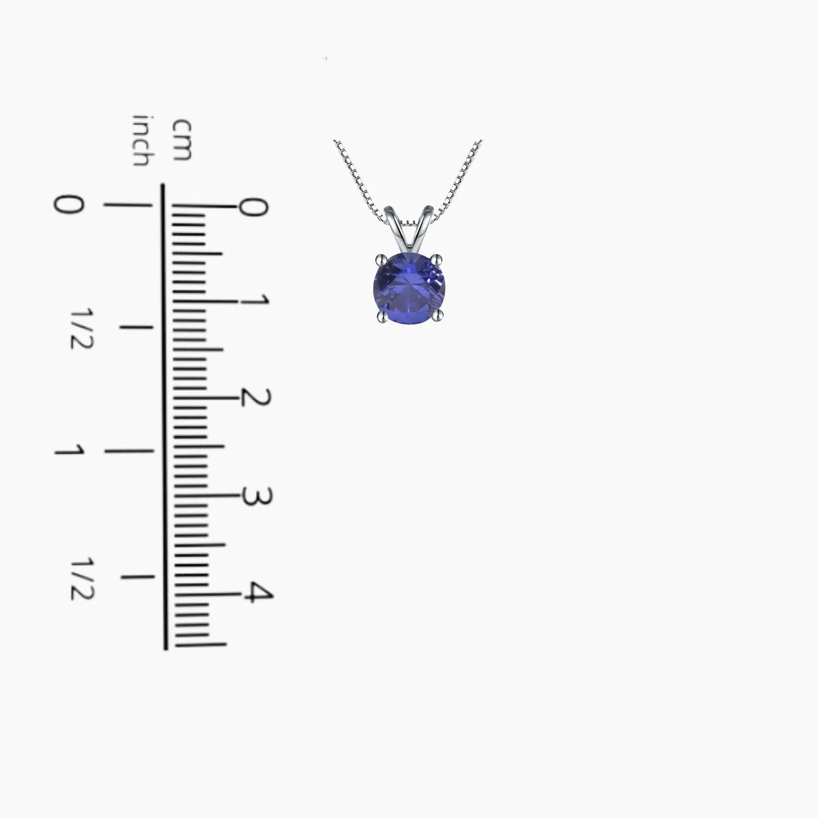 Classic Round Sapphire Pendant Necklace Suspended from Delicate Box Chain