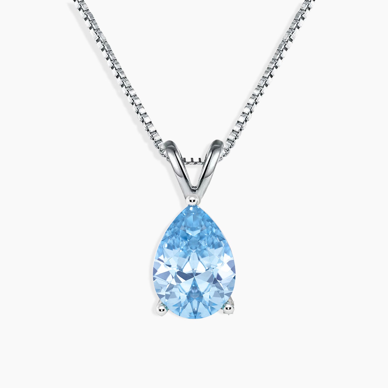 swiss blue topaz pear pendant necklace