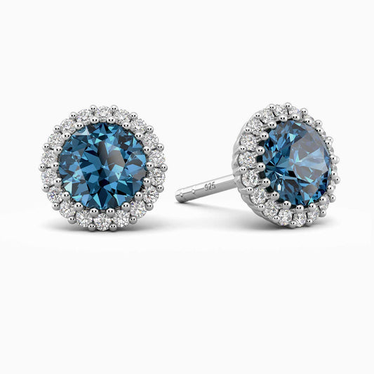 Round Topaz Halo Stud Earrings - Irosk ®