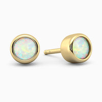 Opal Earrings in Gold - Round White - Studs in Silver - Lab-grown white opals in 18K gold-plated sterling silver